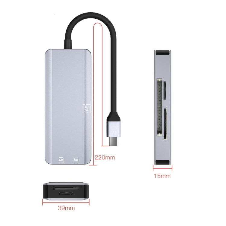 NK-3044 5 in 1 USB-C Adapter for MS/M2/CF/TF/SD Card Slots (Space Grey)