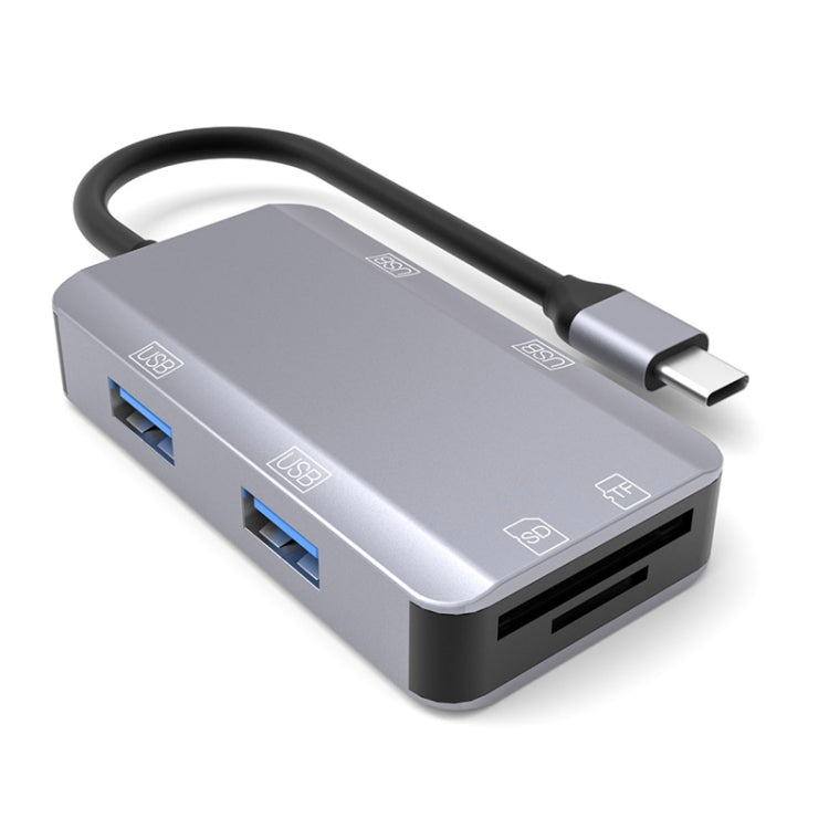6 in 1 USB-C and USB Female Adapter with TF/SD Card Slots (Space Grey)