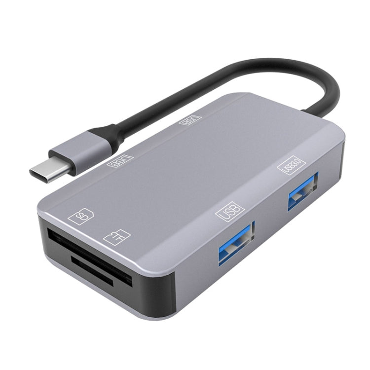6 in 1 USB-C Adapter with TF/SD Card Slots and USB 3.0 - Space Grey