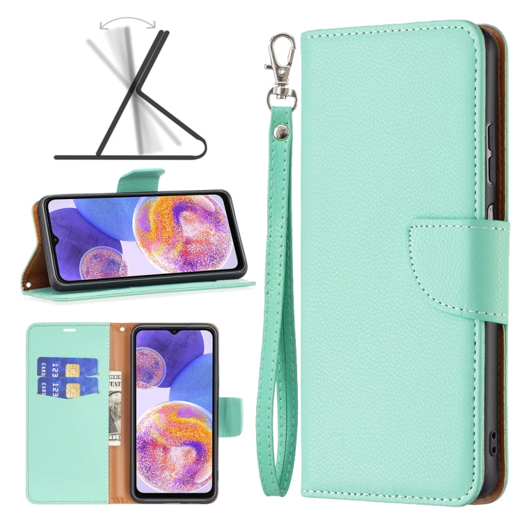 Litchi Texture Pure Color Leather Phone Case for Samsung Galaxy A23 5G (Green)