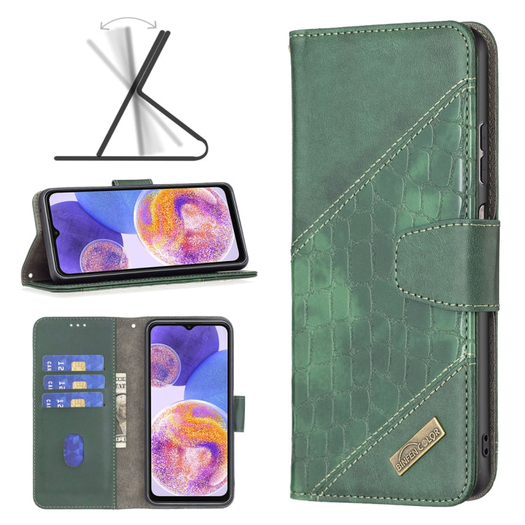 Luxurious Green Crocodile Texture Leather Phone Case for Samsung Galaxy A23 5G