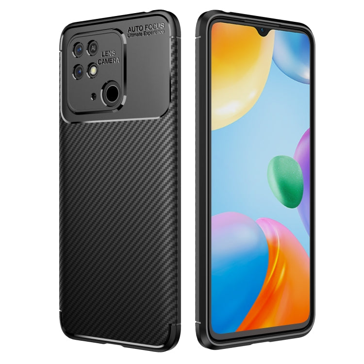 Black Carbon Fiber Texture Shockproof TPU Phone Case for Xiaomi Redmi 10C