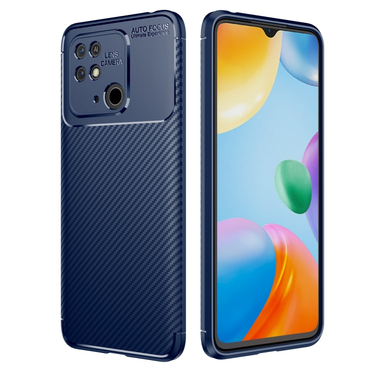 Carbon Fiber Shockproof TPU Phone Case for Xiaomi Redmi 10C (Blue)