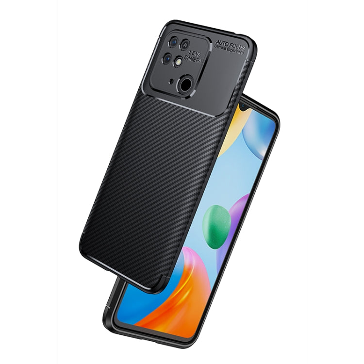 Black Carbon Fiber Texture Shockproof TPU Phone Case for Xiaomi Redmi 10C