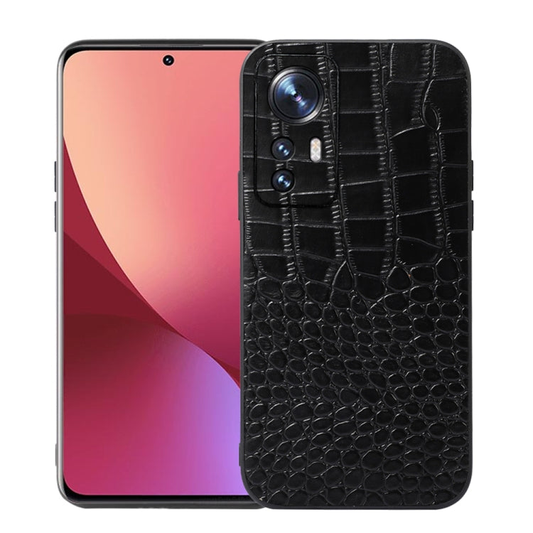 Xiaomi 12 Pro Black Crocodile Top Layer Cowhide Leather Phone Case