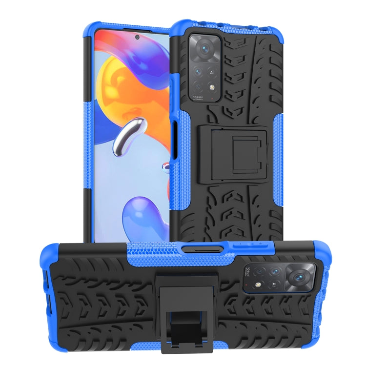 Xiaomi Redmi Note 11 Pro 5G Tire Texture Shockproof Phone Case with Holder (Blue)