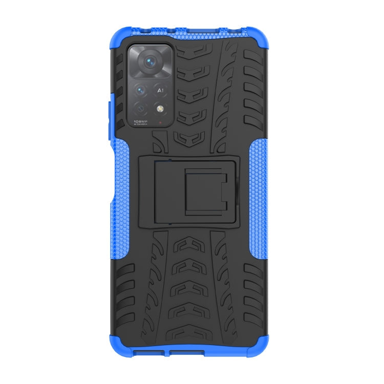 Xiaomi Redmi Note 11 Pro 5G Tire Texture Shockproof Phone Case with Holder (Blue)