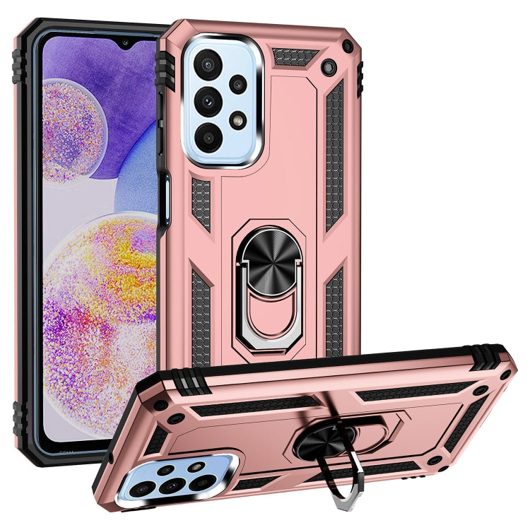 Shockproof Rose Gold Phone Case for Samsung Galaxy A23 with Holder