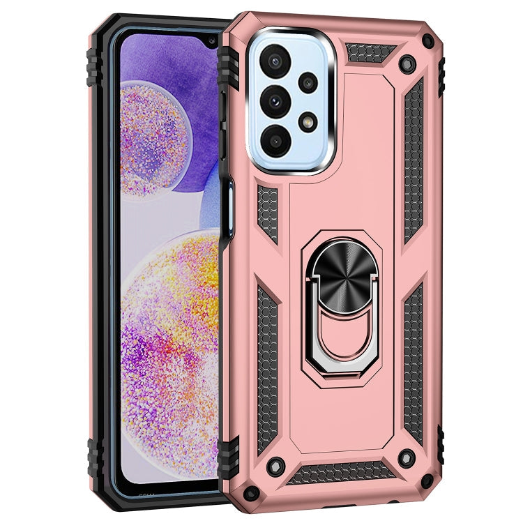 Shockproof Rose Gold Phone Case for Samsung Galaxy A23 with Holder