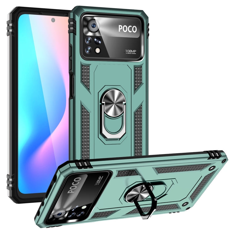 360-Degree Rotating Shockproof Phone Case for Xiaomi Poco X4 Pro 5G (Green)