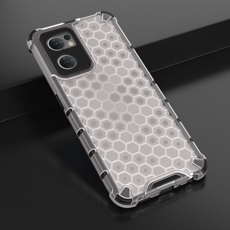 Shockproof White Phone Case for OPPO Reno7 5G Global / Find X5 Lite with Honeycomb Design