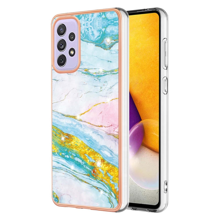 Green 004 Electroplating Marble Pattern Dual-side IMD TPU Phone Case for Samsung Galaxy A23 4G / 5G