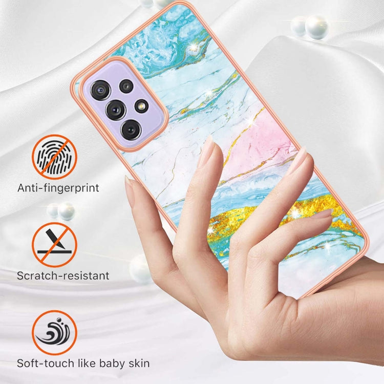 Green 004 Electroplating Marble Pattern Dual-side IMD TPU Phone Case for Samsung Galaxy A23 4G / 5G
