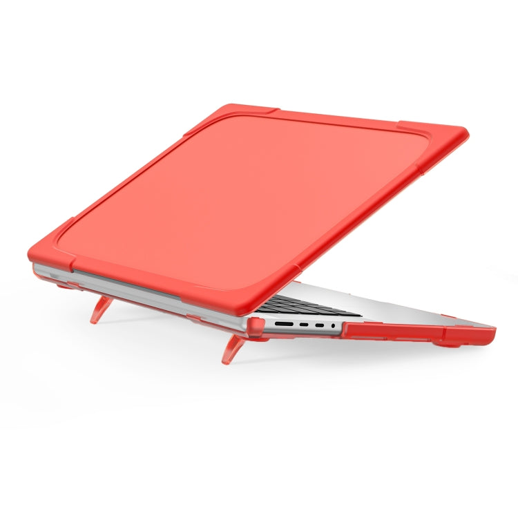 Red TPU + PC Anti-Fall Protective Case for MacBook Pro 16.2 inch A2485 2021