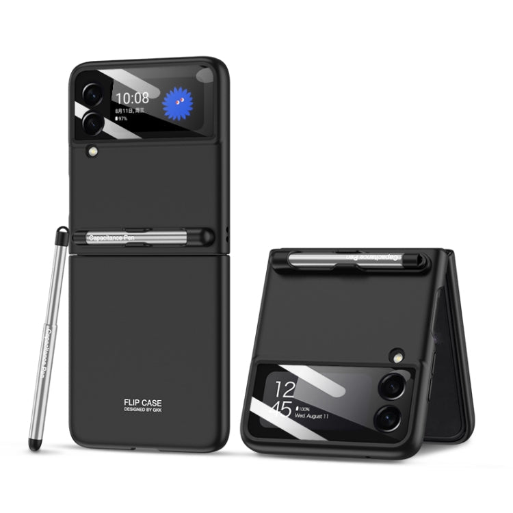 GKK Integrated Ultra-thin Full Coverage Phone Flip Case with Pen for Samsung Galaxy Z Flip3 5G (Black)