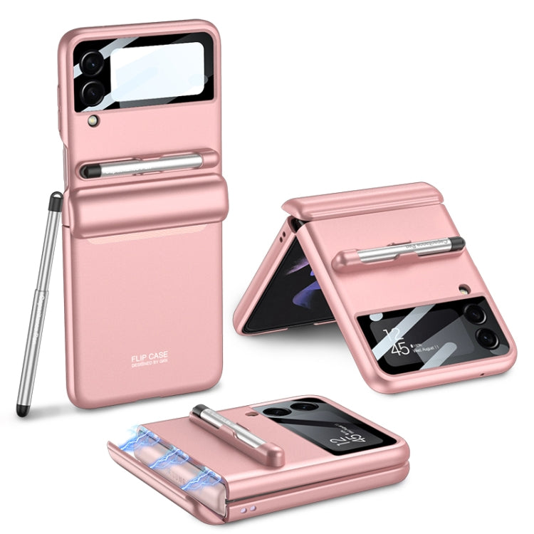Samsung Galaxy Z Flip3 5G GKK Magnetic Full Coverage Phone Flip Case with Pen (Pink)