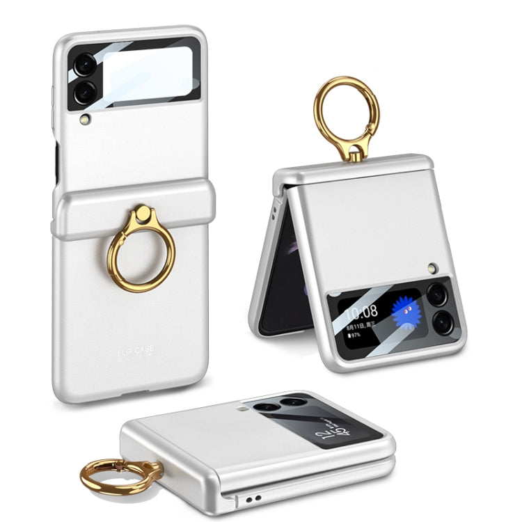 GKK Magnetic Hinged Flip Case with Ring Holder for Samsung Galaxy Z Flip3 5G (Silver)