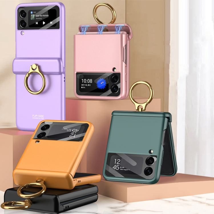 GKK Magnetic Hinged Flip Case with Ring Holder for Samsung Galaxy Z Flip3 5G (Purple)