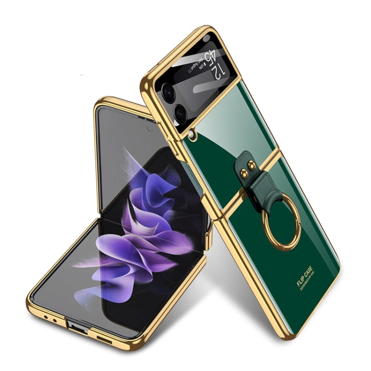 Emerald Green GKK Phone Case with Integrated Ring Holder for Samsung Galaxy Z Flip3 5G