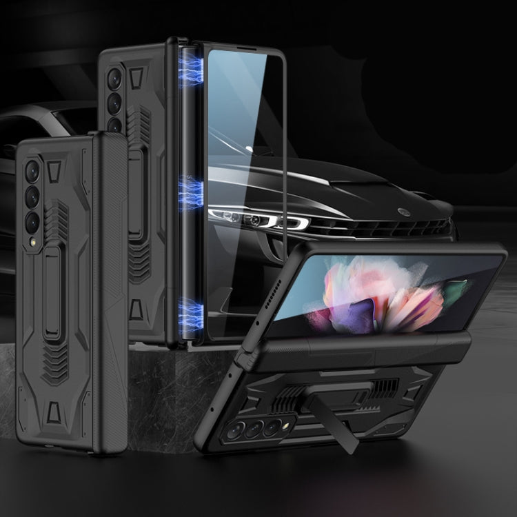 Samsung Galaxy Z Fold3 5G GKK Magnetic Armor Flip Phone Case with Holder- Black