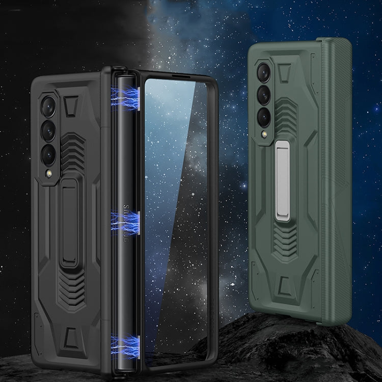 Samsung Galaxy Z Fold3 5G GKK Magnetic Armor Flip Phone Case with Holder- Black