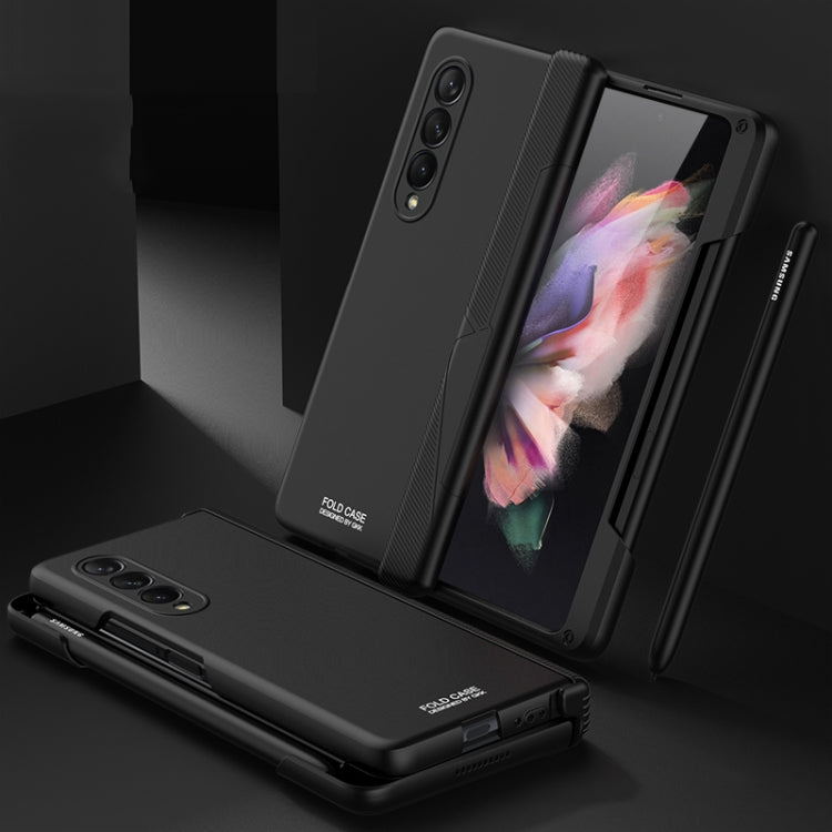 GKK Magnetic Hinged Phone Flip Case for Samsung Galaxy Z Fold3 5G with Side Pen Slot (Black)