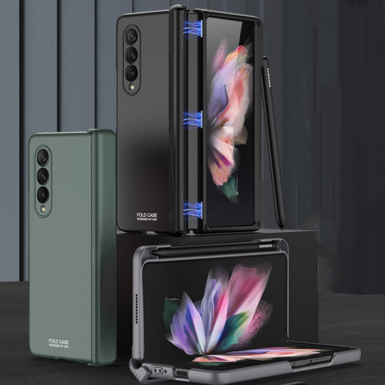 Samsung Galaxy Z Fold3 5G GKK Magnetic Hinged Phone Flip Case with Side Pen Slot(Mist Gold)
