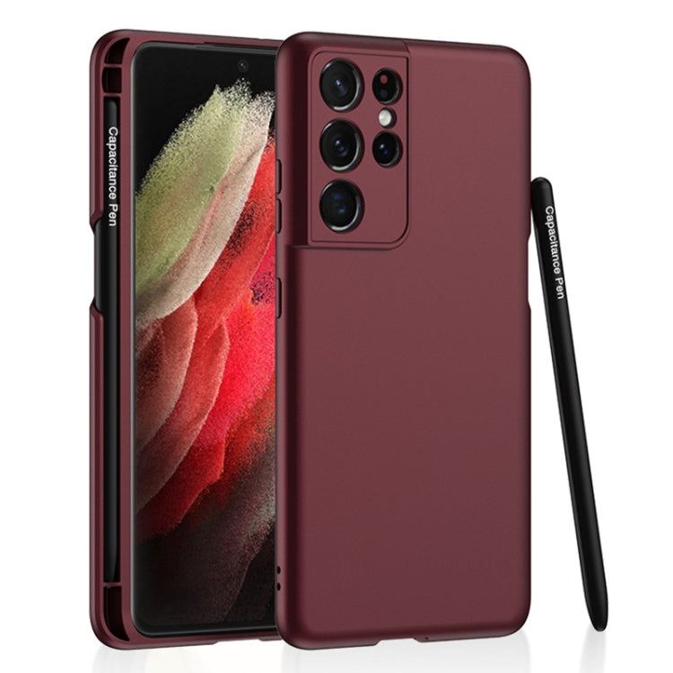 Samsung Galaxy S21 Ultra 5G GKK Red Ultra-thin Phone Case with Stylus Slot