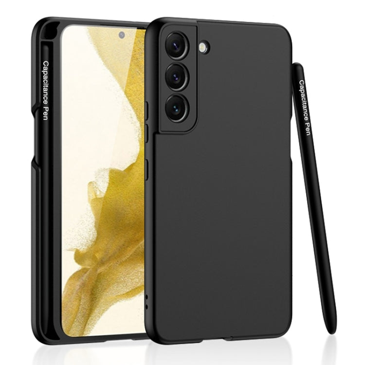 GKK Ultra-thin Skin Feel Phone Case for Samsung Galaxy S22 5G with Side Pen Slot & Stylus (Black)