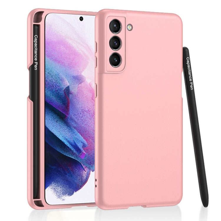 Samsung Galaxy S21 FE 5G GKK Ultra-thin Skin Feel Phone Case with Side Pen Slot & Stylus (Pink)
