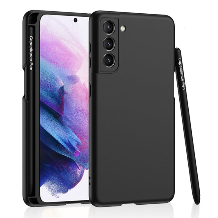Samsung Galaxy S21 FE 5G GKK Ultra-thin Skin Feel Phone Case with Side Pen Slot & Stylus (Black)