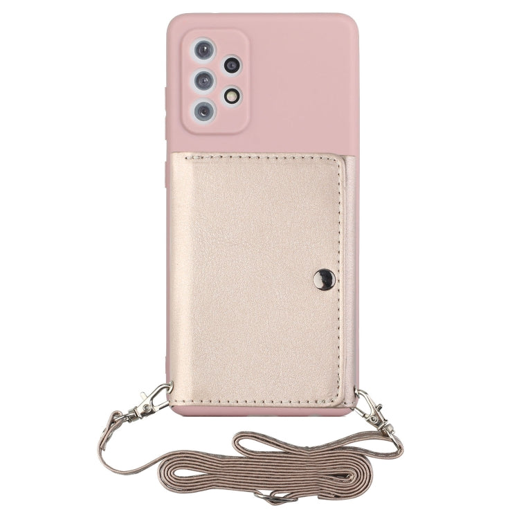 Crossbody Lanyard Wallet Phone Case for Samsung Galaxy A73 5G (Pink)