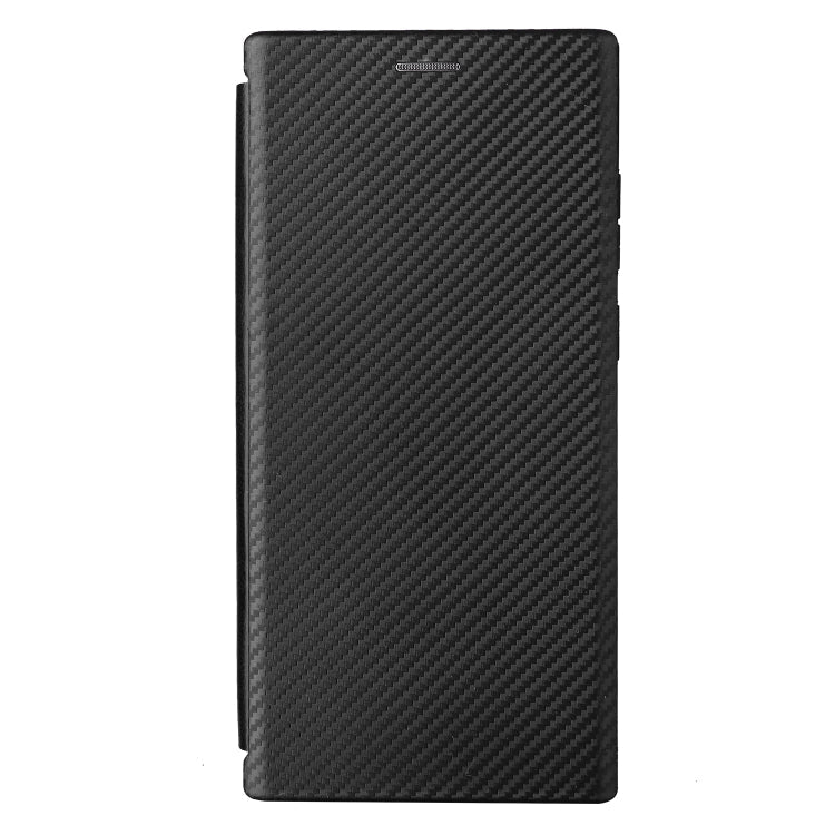 Carbon Fiber Texture Horizontal Flip Leather Phone Case for Samsung Galaxy S22 Ultra 5G - Black