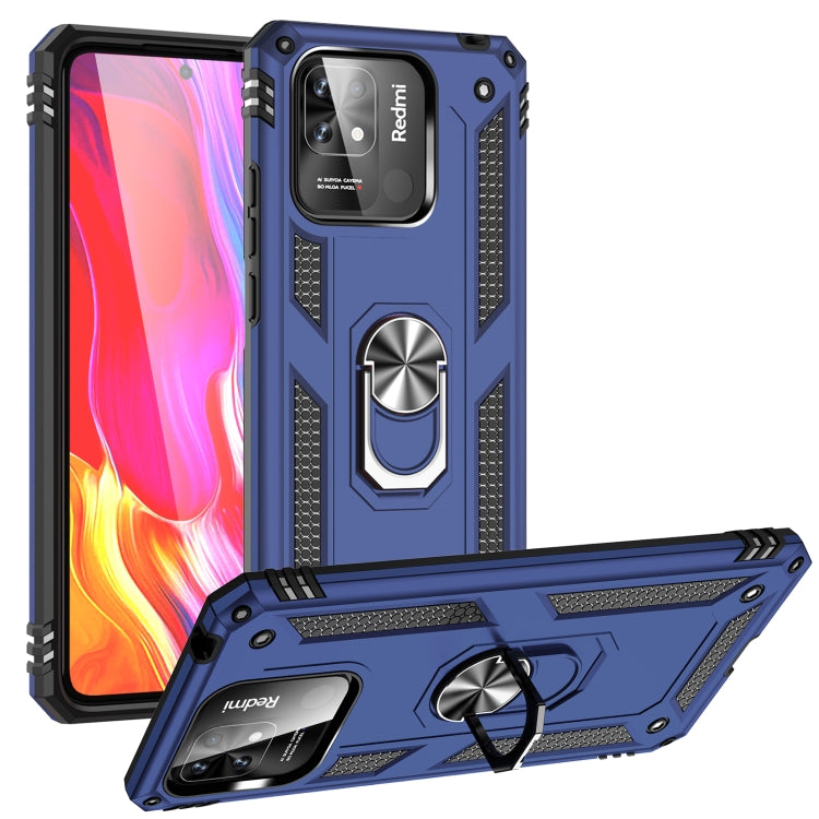 Xiaomi Redmi 10C Shockproof TPU + PC Phone Case with 360 Degree Rotating Holder (Blue)