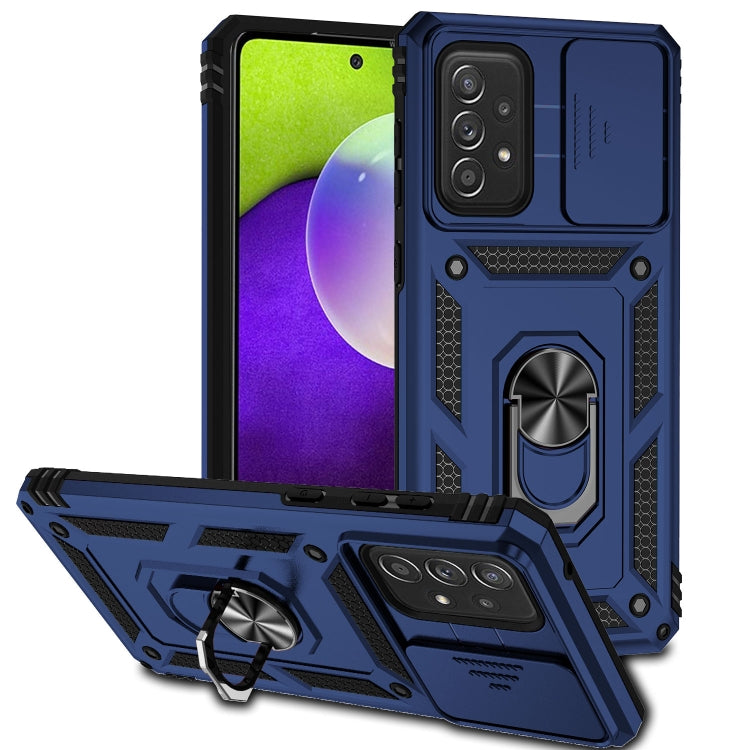 Sliding Camshield Holder Phone Case for Samsung Galaxy A73 5G in Blue
