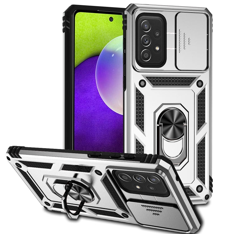 Samsung Galaxy A73 5G Silver Phone Case with Sliding Camera Cover