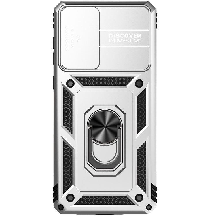 Samsung Galaxy A73 5G Silver Phone Case with Sliding Camera Cover