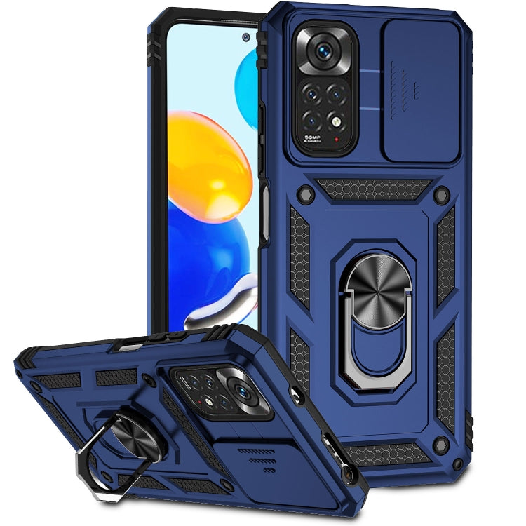 Blue Sliding Camshield Holder Phone Case for Xiaomi Redmi Note 11 Global