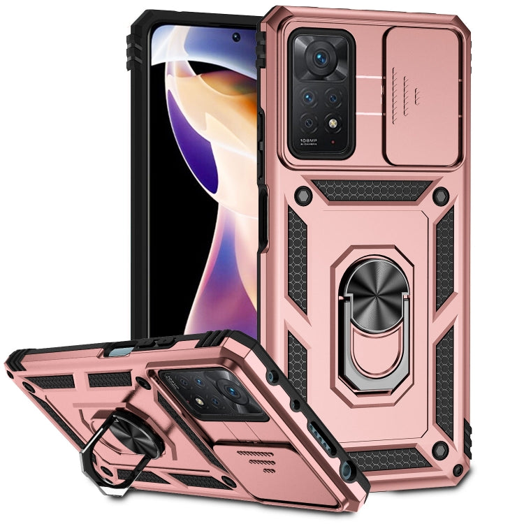 Xiaomi Redmi Note 11 Pro Global Sliding Camshield Holder Phone Case (Rose Gold) with Magnetic Feature