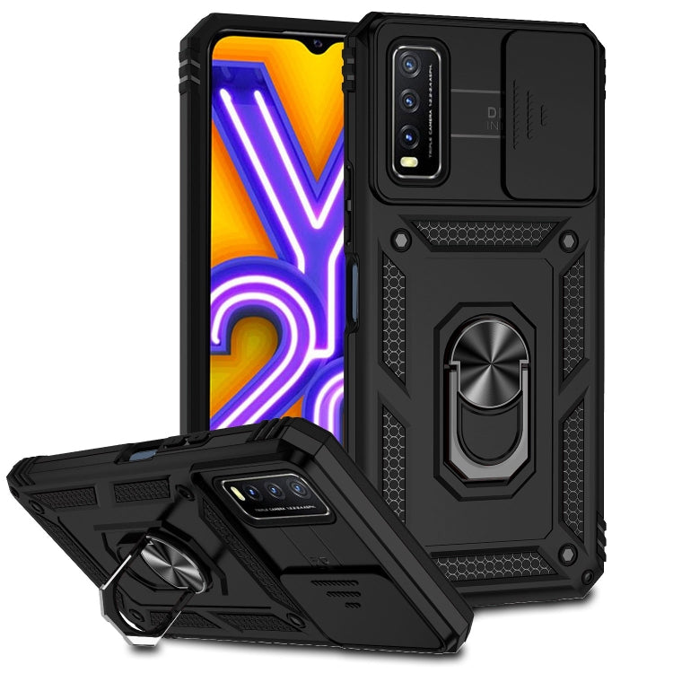 Black Sliding Camshield Holder Phone Case for vivo Y20