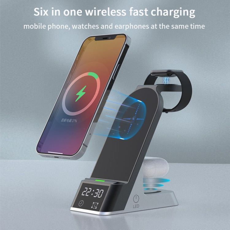 Wireless 6 in 1 Magnetic Charger with Alarm Clock and Digital Display