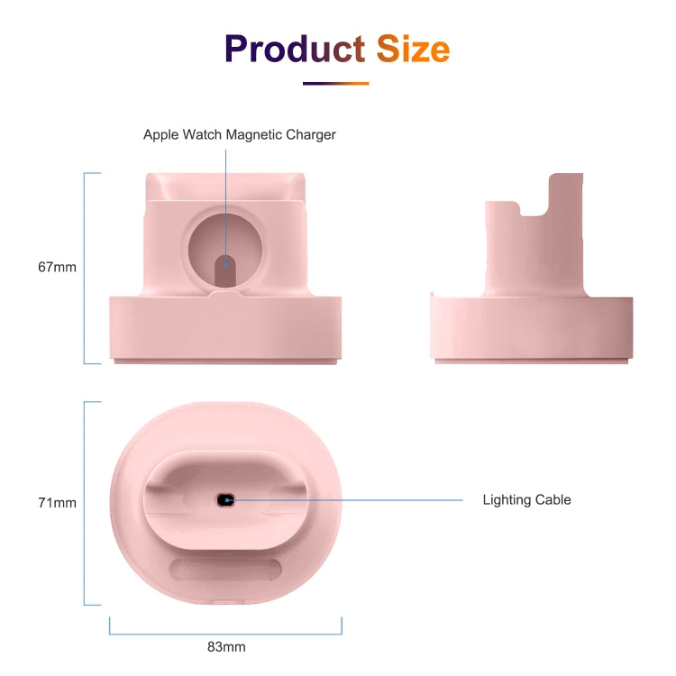3 In 1 Silicone Charging Holder for iPhone / iWatch / AirPods (Pink)