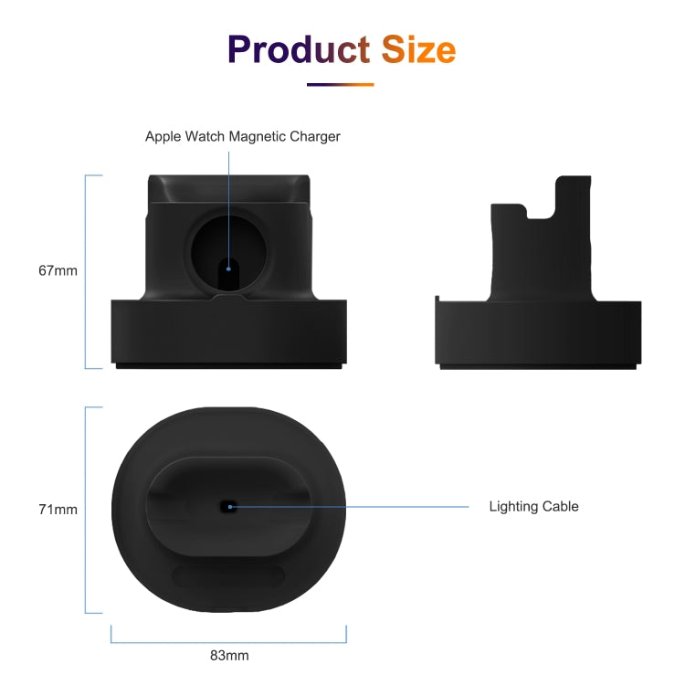 3 In 1 Silicone Charging Holder for iPhone / iWatch / AirPods in Black