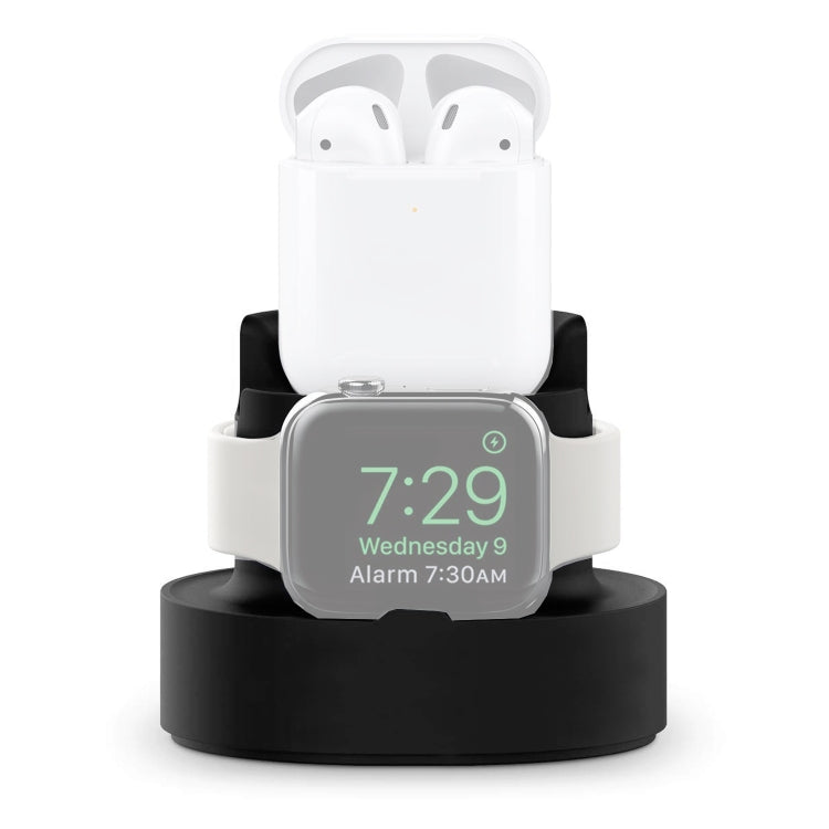 3 In 1 Silicone Charging Holder for iPhone / iWatch / AirPods in Black