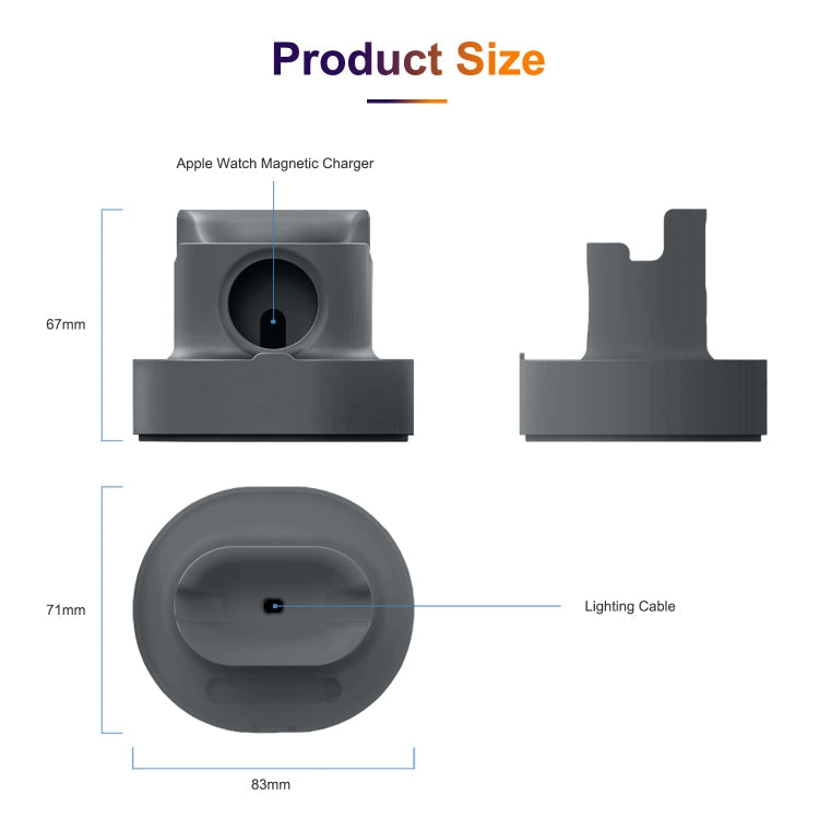 3 In 1 Silicone Charging Holder for iPhone, iWatch, and AirPods (Grey)