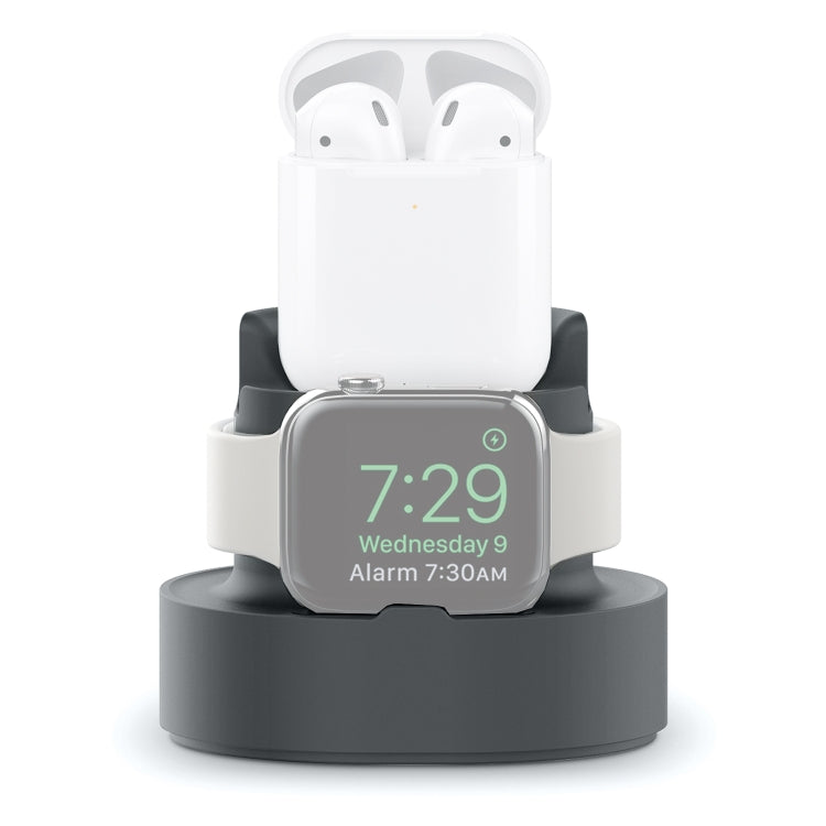 3 In 1 Silicone Charging Holder for iPhone, iWatch, and AirPods (Grey)