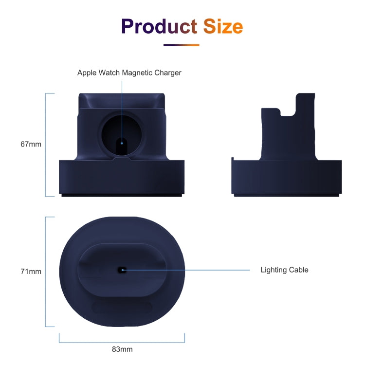 3-in-1 Dark Blue Silicone Charging Holder for iPhone, iWatch, and AirPods