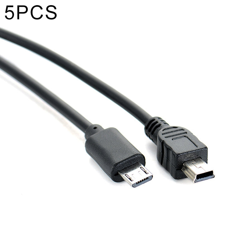 5-Piece Mini USB to Micro USB OTG Phone Data Cable for Canon (Black)