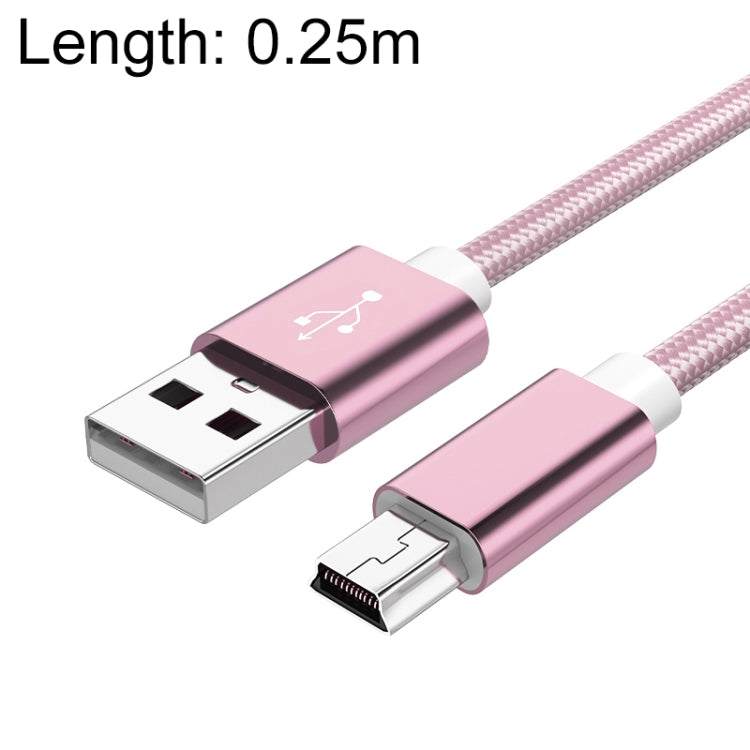 Mini USB Woven Cable with Rose Gold Metal Head