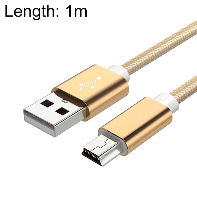 Durable Woven Mini USB to USB A Cable for MP3, Camera, Car DVR - 1m (Gold)